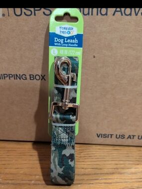 Forever Pals Green Camo Dog Leash with Metal Hardware